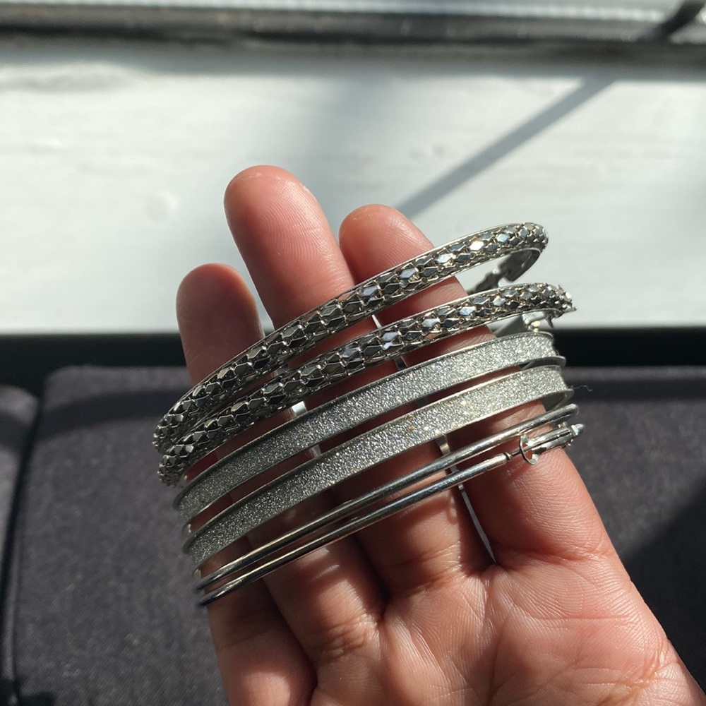Big Silver Hoops (3 pairs)